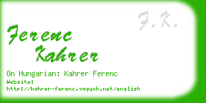 ferenc kahrer business card